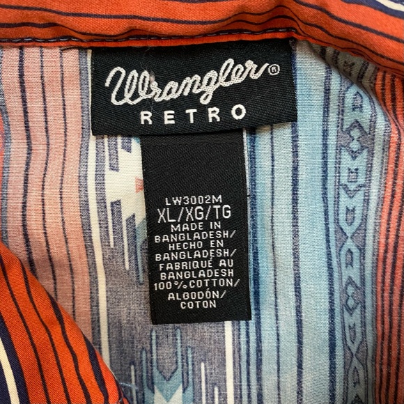 Wrangler Retro Womens Size XL Blue Aztec Print Pearl Snap Shirt Top - Picture 6 of 6